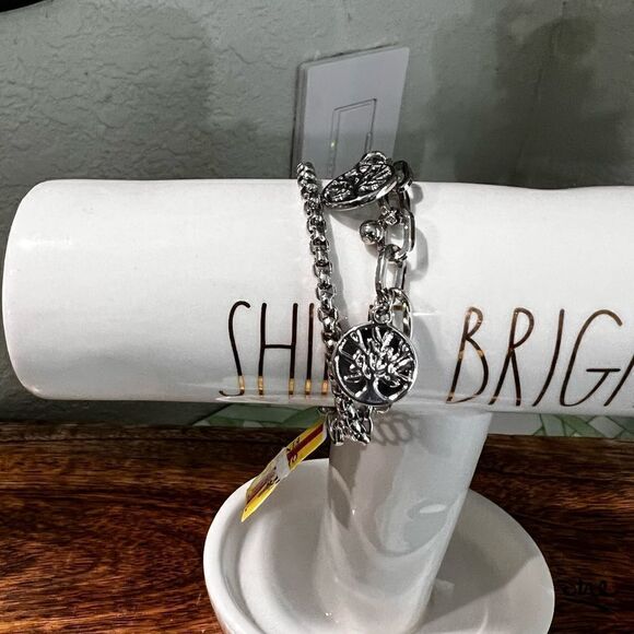 NWT Charter Club Rhodium Silver Charm Bracelet #JW7 - Picture 2 of 6